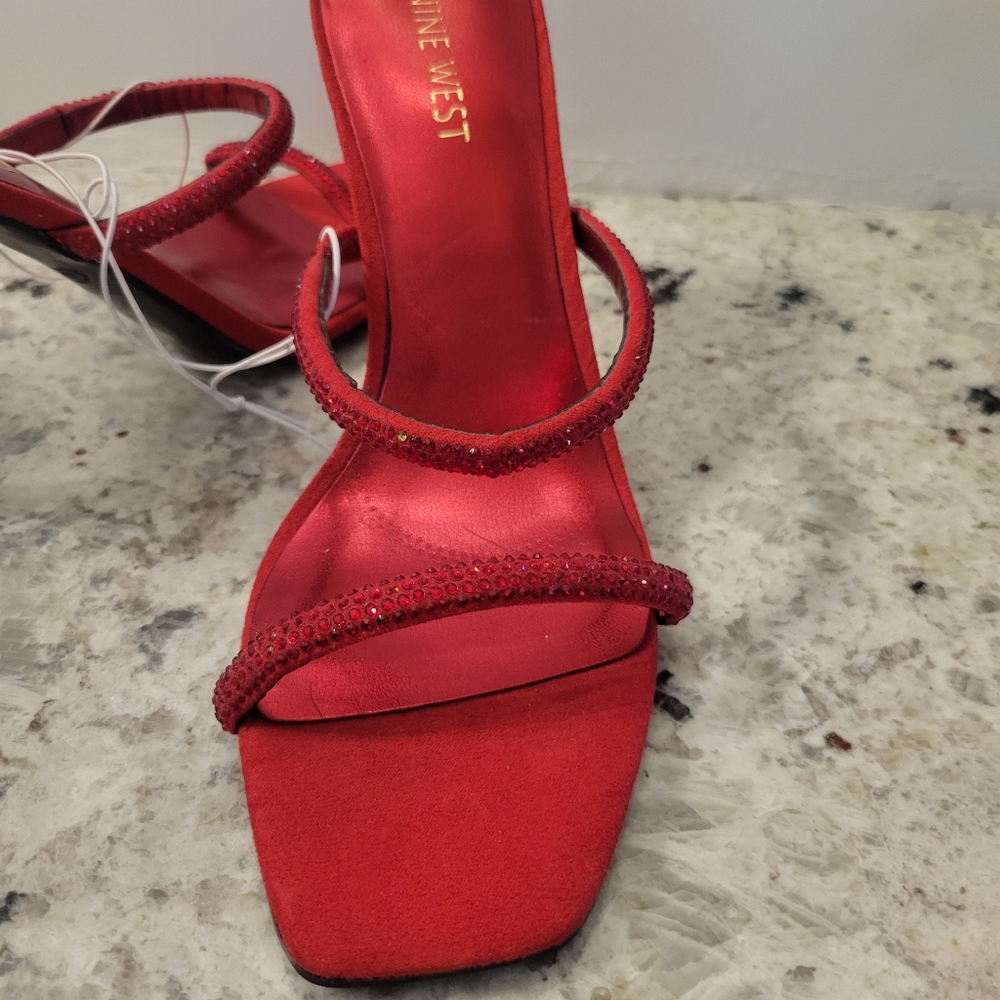 Nine West Red Heels Sleek Block Design